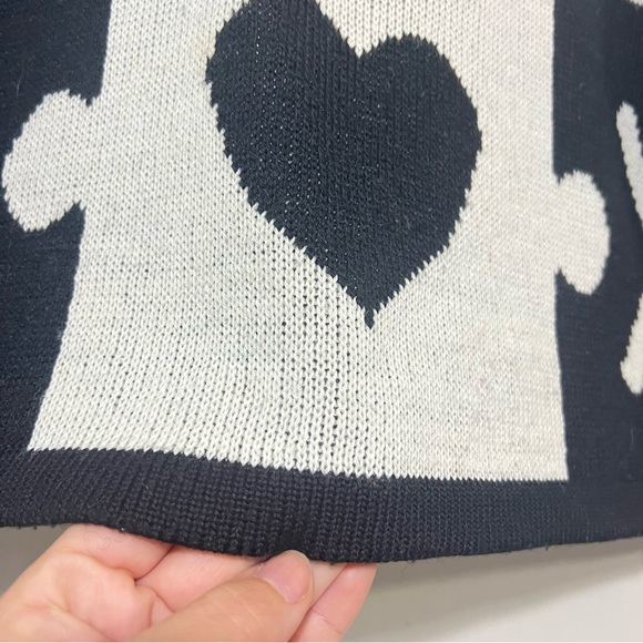 Carroll Elegance Wool Blend Crewneck Sweater Eclectic Monochrome Indie Sleeze L - Picture 4 of 14